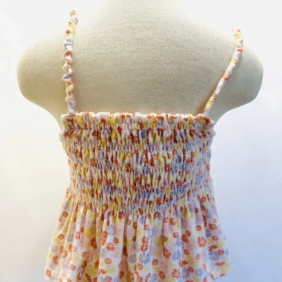 NWT SO Juniors Pullover Square Neck Terry Cloth Smocked Peplum Floral Tank Large - Picture 6 of 12